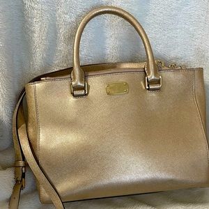 Gold Michael Kors Convertible Cross Body or Tote Bag
